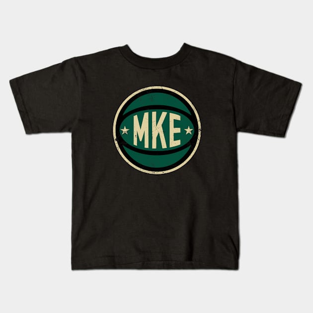 Milwaukee Retro Ball - Black Kids T-Shirt by KFig21